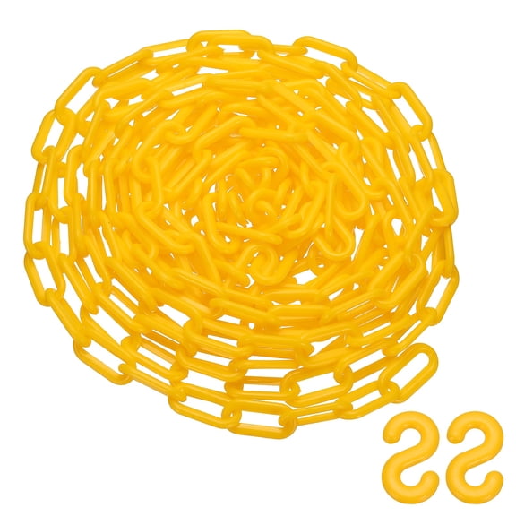 Uxcell 25 Feet Plastic Chain Link Safety Barrier Chain 0.8x1.4" Buckle Yellow