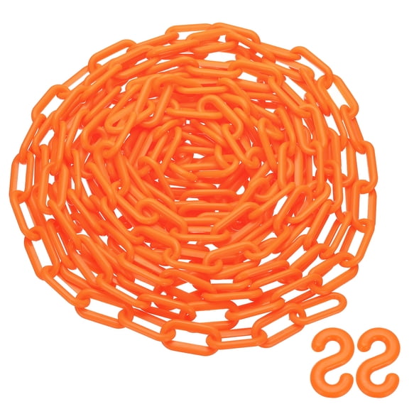 Uxcell 25 Feet Plastic Chain Link Safety Barrier Chain 1x2" Buckle Orange