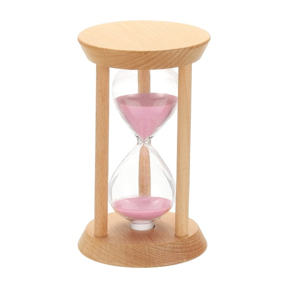 Uxcell 25 Minutes Sand Timer, 1 Pcs Wooden Sand Watch High Glass Sandglass Timer for Living Room Home Office Restaurant Decoration, Pink