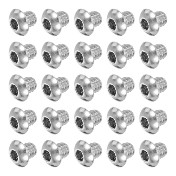 Uxcell 25 PCS 1/4-20 UNC x 1/4 Inch Button Head Socket Cap Screw Hex Bolt Silver