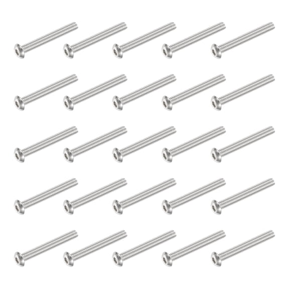 Uxcell 25 PCS #10-32 UNF x 1-1/2 Inch Button Head Socket Cap Screw Hex Bolt Silver