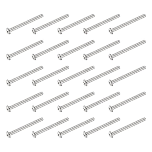 Uxcell 25 PCS #10-32 UNF x 2 Inch Button Head Socket Cap Screw Hex Bolt Silver