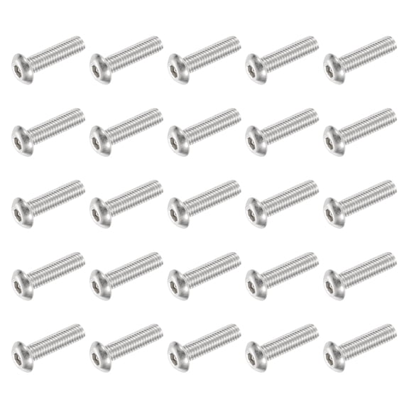 Uxcell 25 PCS #10-32 UNF x 3/4 Inch Button Head Socket Cap Screw Hex Bolt Silver