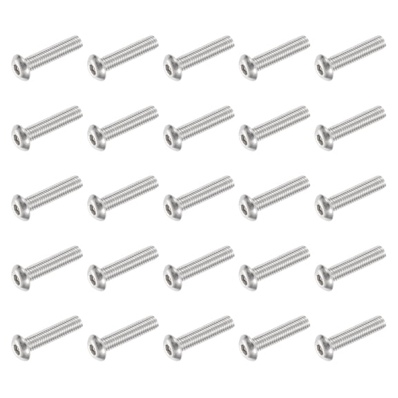 Uxcell 25 PCS #10-32 UNF x 7/8 Inch Button Head Socket Cap Screw Hex Bolt Silver