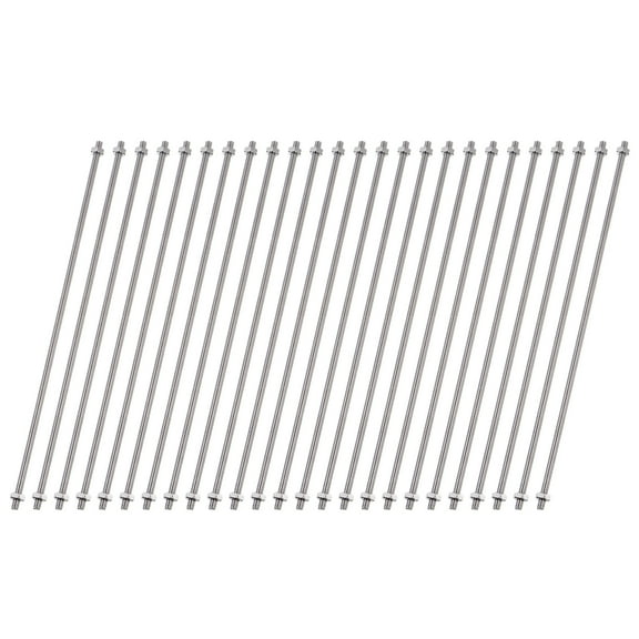 Uxcell 25 PCS 8/32 Inch M4 Threaded Rods Studs with Hex Nuts, 200mm Length 304 Stainless Steel Fully Rod and Hex Nuts