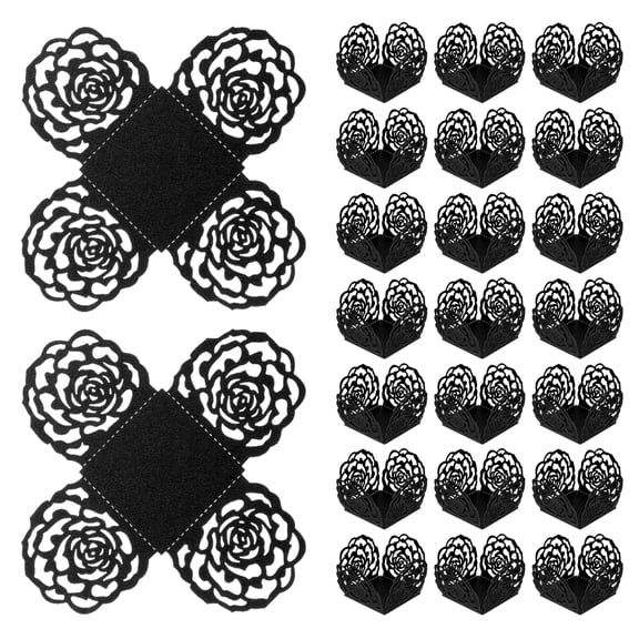 Uxcell 25 PCS Truffle Wrapper 4 Inch Square Cupcake Liner Baking Paper Black