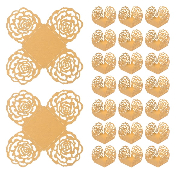Uxcell 25 PCS Truffle Wrapper 4 Inch Square Cupcake Liner Baking Paper Gold