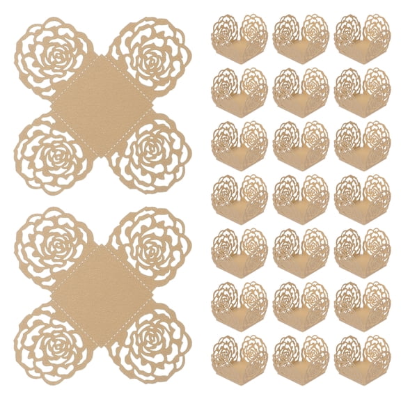 Uxcell 25 PCS Truffle Wrapper 4 Inch Square Cupcake Liner Baking Paper Light Gold