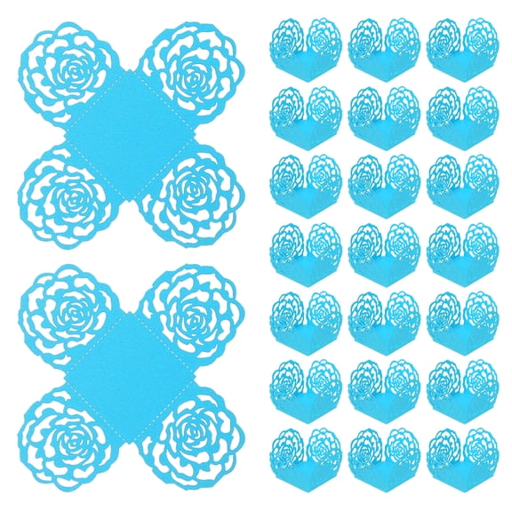 Uxcell 25 PCS Truffle Wrapper 4 Inch Square Cupcake Liner Baking Paper Sky Blue