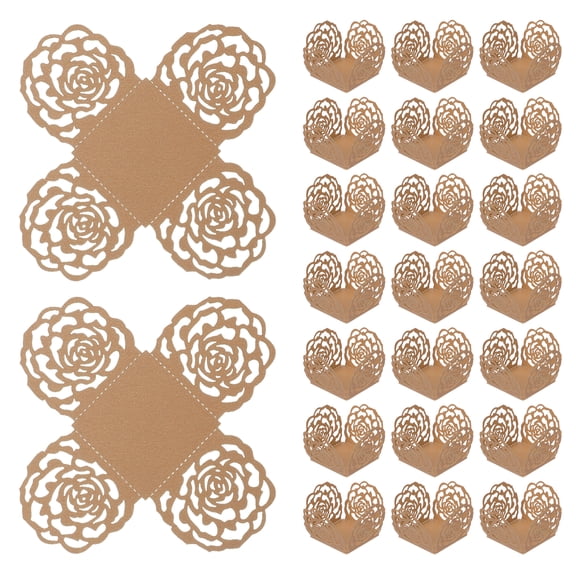 Uxcell 25 PCS Truffle Wrapper 4 Inch Square Cupcake Liner Baking Paper Wood