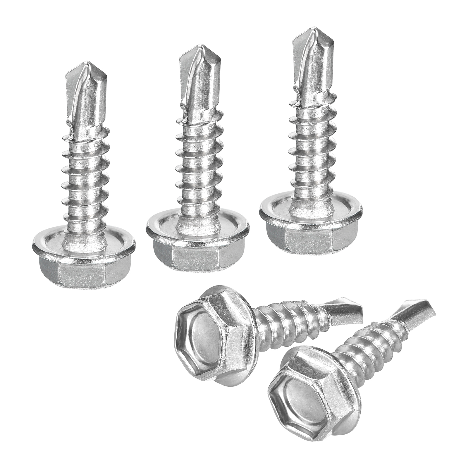 #12 X 1" Hex Washer Head Self-Drilling Screws - Stainless Steel (Qty 25) - Fastenere