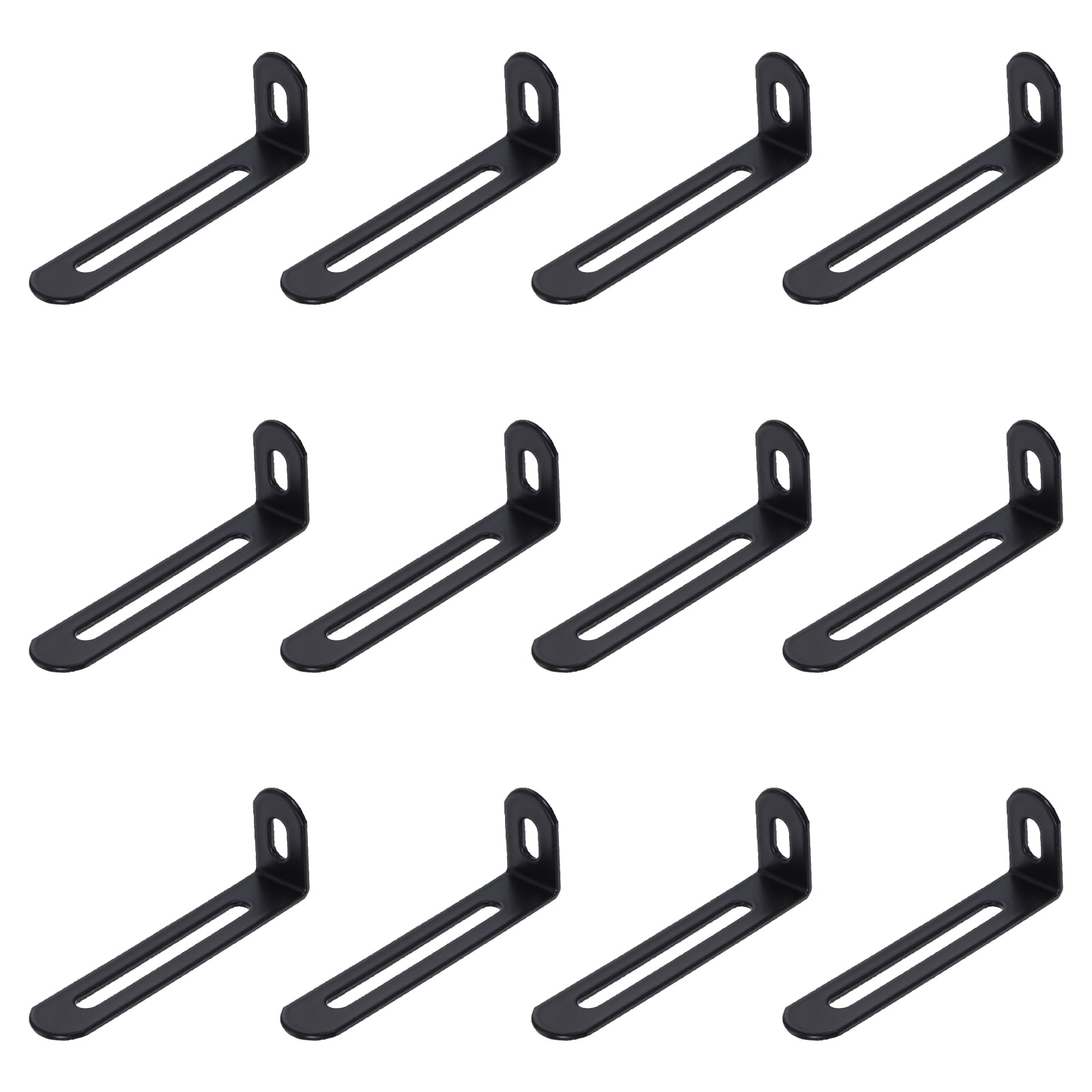 Uxcell 25 Pack Adjustable L-Shape Corner Brace, 0.9" x 2.9" x 0.6" Metal Slotted 90 Degree Right Angle Corner Shelf Bracket Support Brace, Black