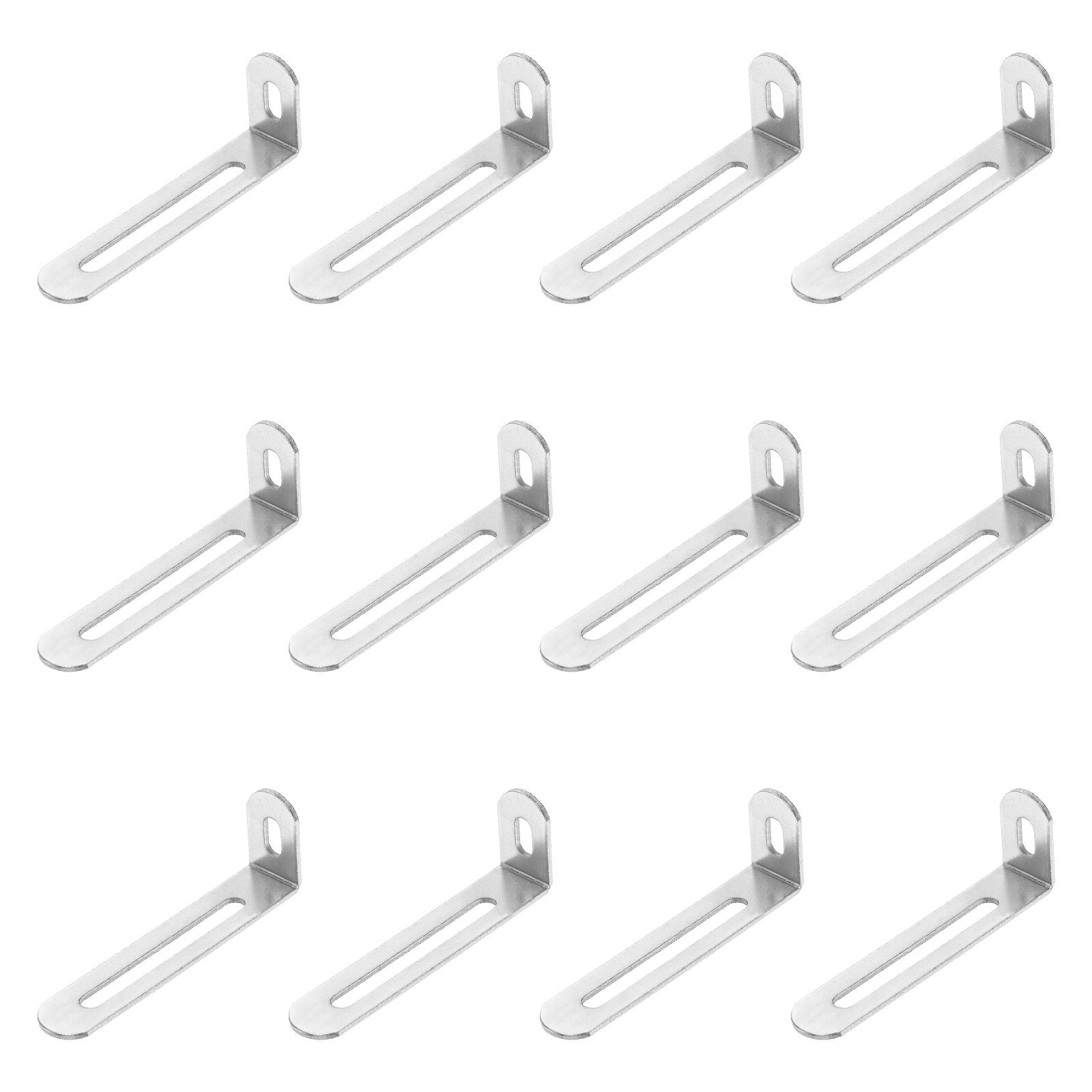 Uxcell 25 Pack Adjustable L-Shape Corner Brace, 0.9" x 2.9" x 0.6" Metal Slotted 90 Degree Right Angle Corner Shelf Bracket Support Brace, Silver