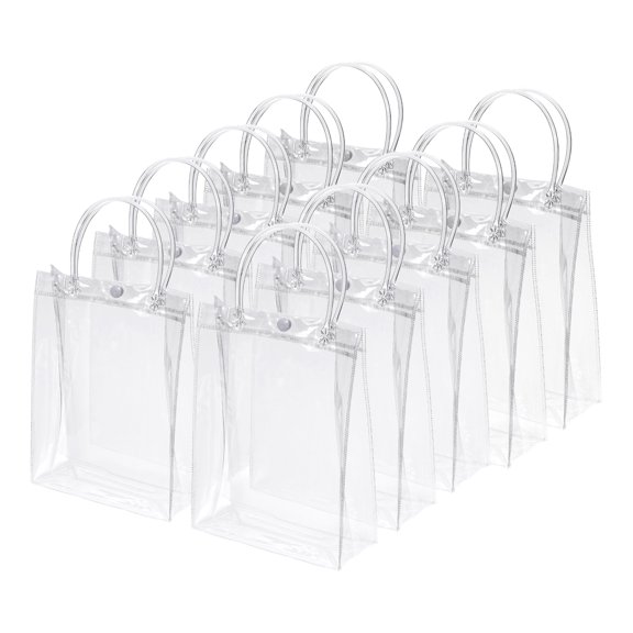 Uxcell 25 Pack Clear Gift Bags, 6.3" x 5.9" x 2.8" Reusable Mini Gift Wrap Tote Bag