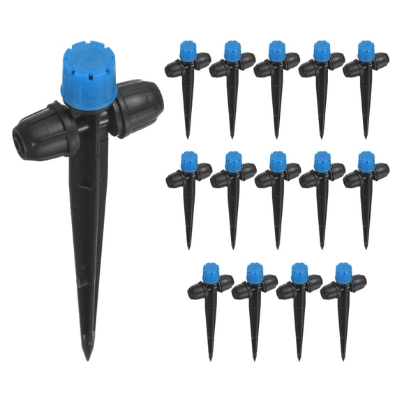 Uxcell 15 Pack Drip Irrigation Emitters 360 Degree 8 Holes for 1/4" Tubing Blue