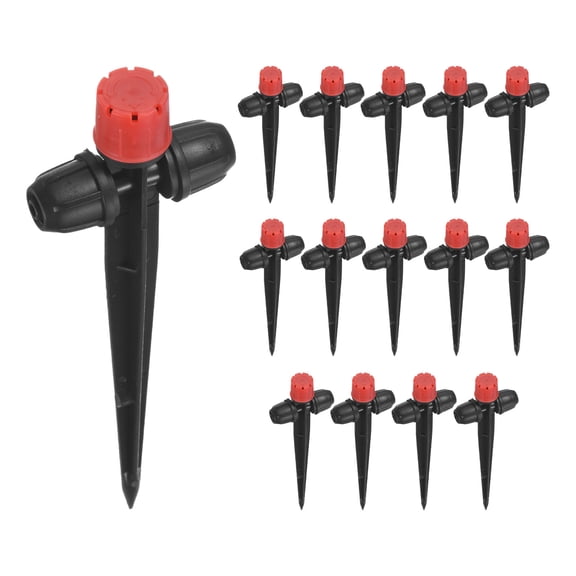 Uxcell 15 Pack Drip Irrigation Emitters 360 Degree 8 Holes for 1/4" Tubing Red