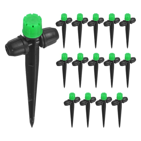 Uxcell 15 Pack Drip Irrigation Emitters 360 Degree 8 Holes for 1/4" Tubing Dark Green