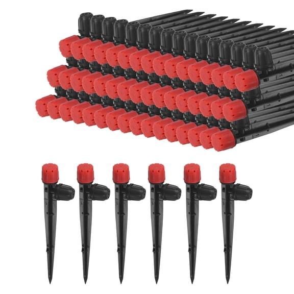Uxcell 80 Pack Drip Irrigation Emitters 360 Degree 8 Holes for 1/4" Tubing, Red