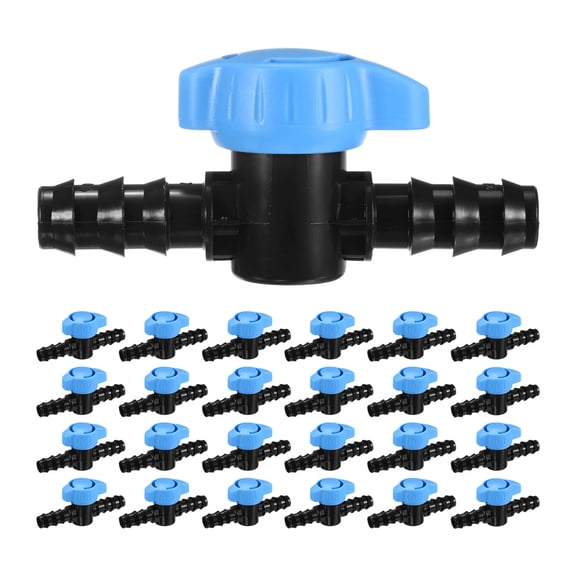 Uxcell 25-Pack Drip Irrigation Shut Off Valves, 5/8 Inch Barbed Flow Control Valves for Drip Tubing [Black/Blue]