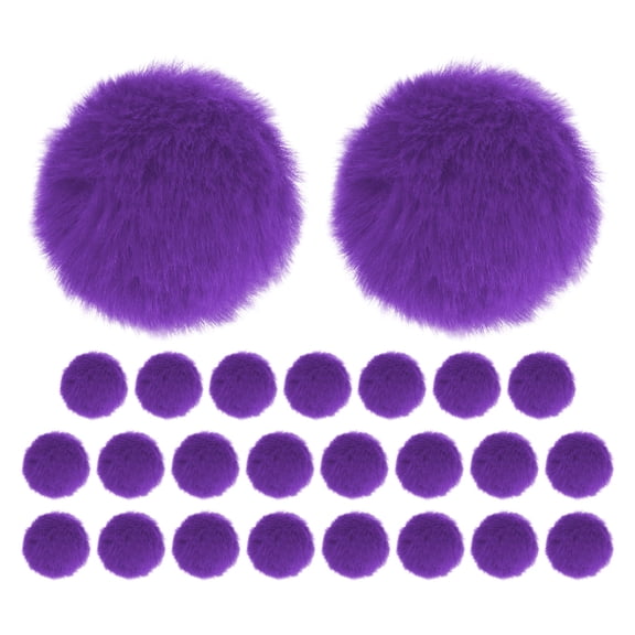 Uxcell 25-Pack Faux Fur Pom Poms, 1.6 Inch/ 4 cm Soft Fluffy PomPoms Balls Faux Rabbit Fur with Elastic Loop for DIY[Deep Purple]