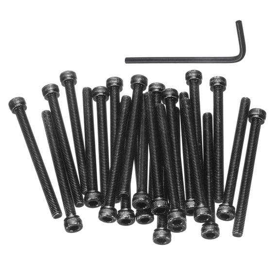 Uxcell 25 Pack Hex Socket Head Cap Screws Bolts, M5x60mm 304 Stainless Steel Socket Drive Machine Screws Bolts with Wrench, Full Threaded, Black