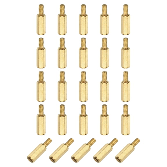 Uxcell 25 Pack Male to Female Thread Spacer Screws, M3 x 12mm + 6mm Brass Hex Standoff Screws PCB Motherboard for Drone Quadcopter, Computer and Circuit Board