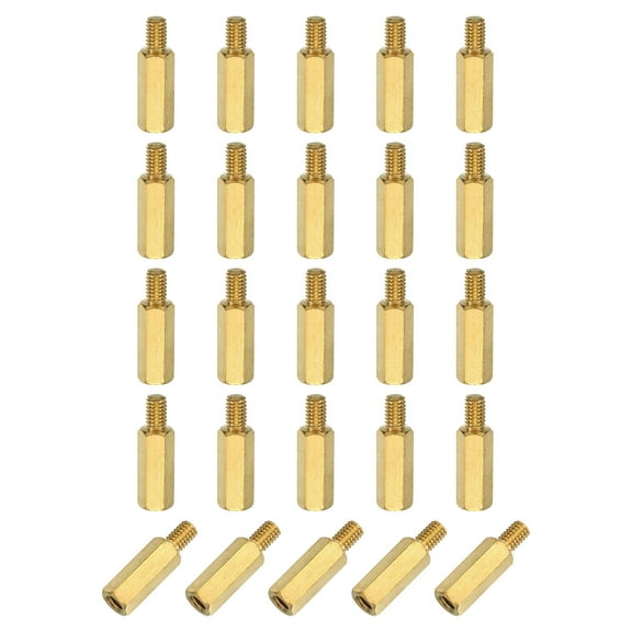 Uxcell 25 Pack Male to Female Thread Spacer Screws, M4 x 15mm + 6mm Brass Hex Standoff Screws PCB Motherboard for Drone Quadcopter, Computer and Circuit Board