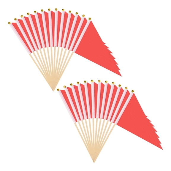 Uxcell 25-Pack Mini Wood Stick Sublimation Flag, 5x8 Inch Polyester Rectangular Solid Color Blank Hand Held Plain Flags [Red]