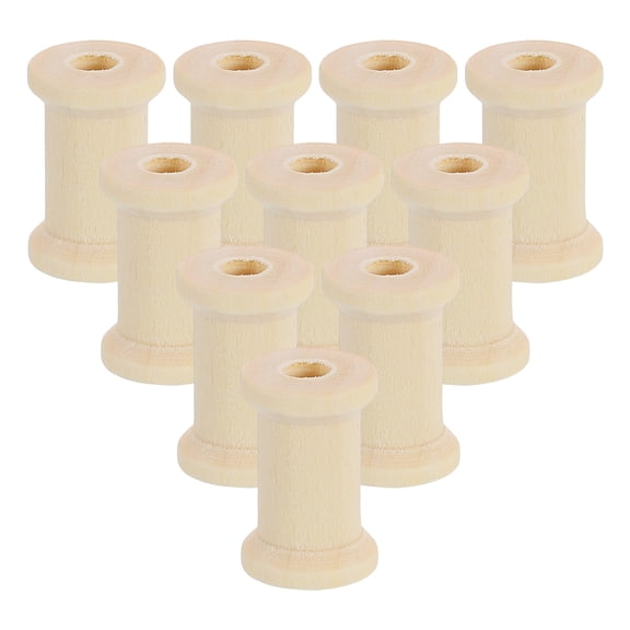 Uxcell 25 Pack Wooden Empty Spool, 0.6" x 0.9" Unfinished Wooden Spools Wire Weaving Bobbins Empty Thread Spools for Crafts DIY Art Embroidery Sewing Thread Twine, Wood Color