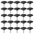 thumbnail image 1 of Uxcell 25 Packs M6 x 20mm Male Thread Tee Wing Knobs Thumb Screw Clamping Knobs Grip Black, 1 of 5