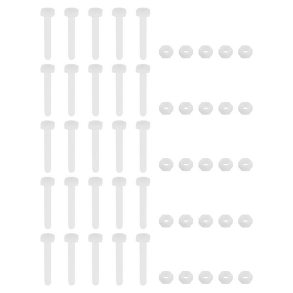 Uxcell 25 Pair Nylon Screws Nuts Assortment, M4x25mm Hex Screws Bolts and M4 Hex Nuts for Machinery Electronics Industrial Accessories, White