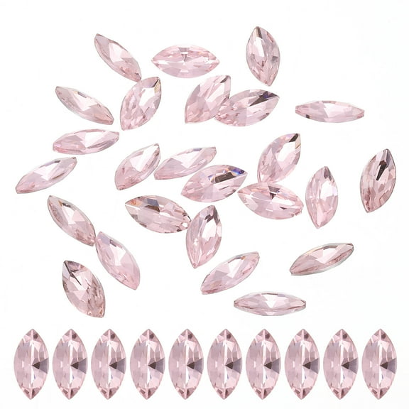 Uxcell 25 Pcs 18x9mm Glass Flat Back Horse Eye Crystal Rhinestones, Light Pink