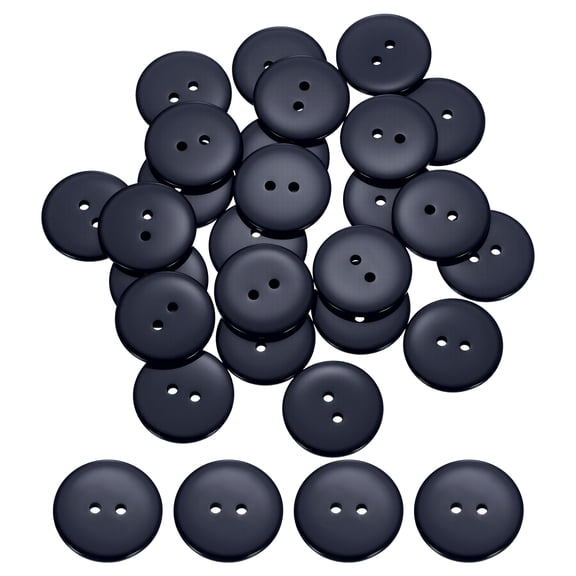 Uxcell 25 Pcs 25mm Resin Sewing Buttons, Navy Blue 2 Hole Round Buttons for Sewing Clothes Coats Shirts Pants Suit DIY Craft Decoration