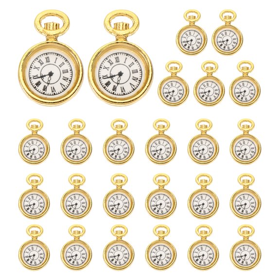 Uxcell 25 Pcs Alloy Watch Clock Charm Pendant, Gold Tone, 0.67 x 0.5 Inch