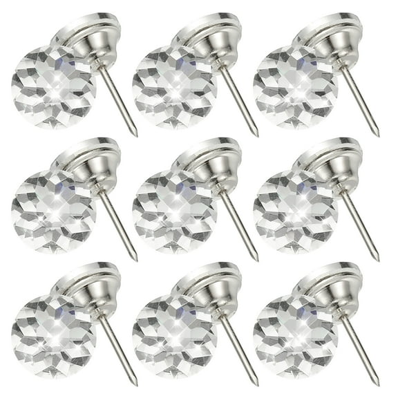 Uxcell 25 Pcs Crystal Upholstery Tacks 18mm Diamond Upholstery Nails for Sofa Furniture Bed Headboard Tufting Wall Decoration DIY Crafts (Cubic)