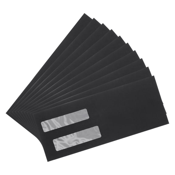 Uxcell 25 Pcs Double Window Envelopes, Business Security Seal Envelopes Tax Self Adhesive Envelope, Great for Check, Tax, Invoice, Documents (Black, 4 1/8 Inch x 9 1/2 Inch)
