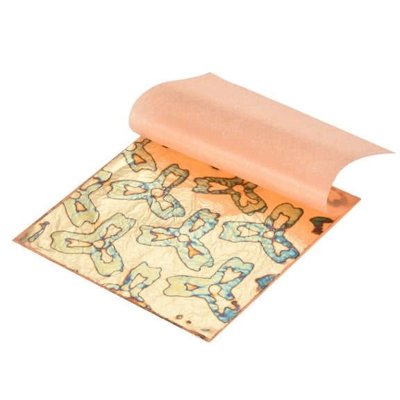 Uxcell 25 Pcs Gold Leaf Sheets 5.5" x 5.5" Imitation Gold Foil Sheets with Pattern for Crafts,Picture Frames,Nails and DIY Arts Decoration,Gold Leaves