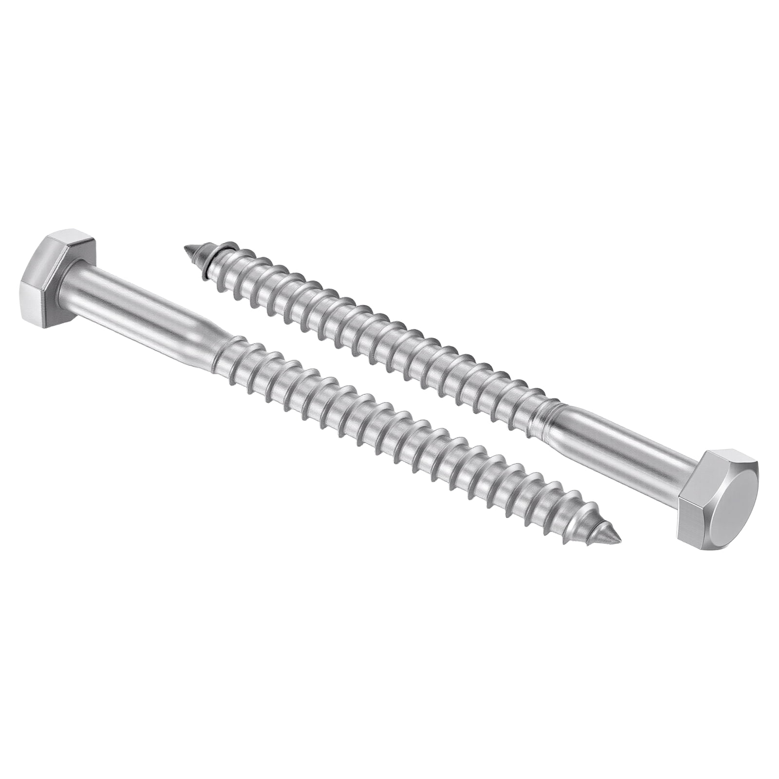 Uxcell 25 Pcs Hex Head Lag Screws - 1/4"x3" Stainless Steel 18-8 (304) Lag Bolts Hexagon Head Heavy Duty Wood Screws for Wood, Decks, Fences, Furniture, Silver