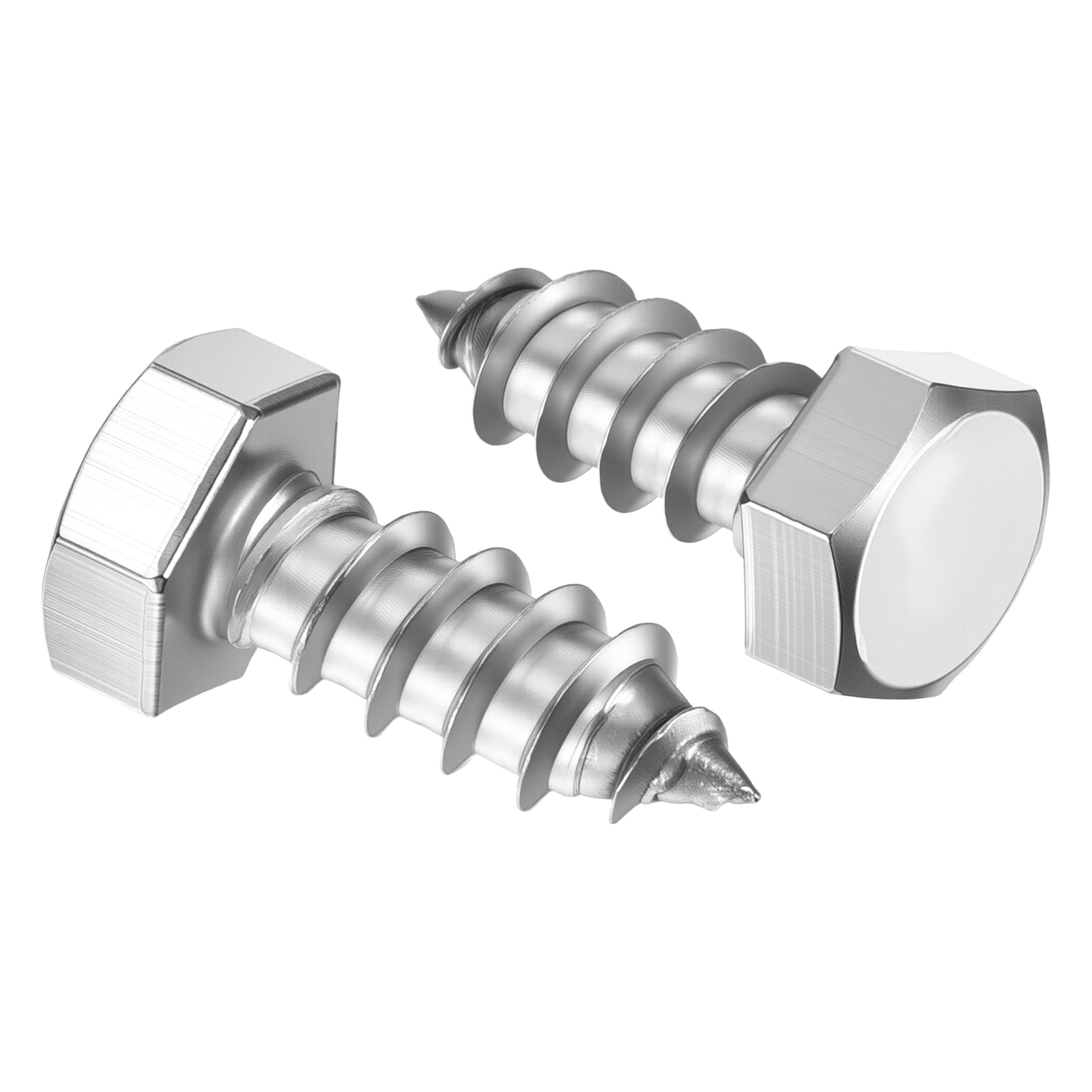 Uxcell 25 Pcs Hex Head Lag Screws - 3/8"x1" Stainless Steel 18-8 (304) Lag Bolts Hexagon Head Heavy Duty Wood Screws for Wood, Decks, Fences, Furniture, Silver