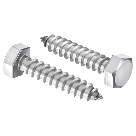 Uxcell 25 Pcs Hex Head Lag Screws - 5/16"x1-1/2" Stainless Steel 18-8 (304) Lag Bolts Hexagon Head Heavy Duty Wood Screws for Wood, Decks, Fences, Furniture, Silver