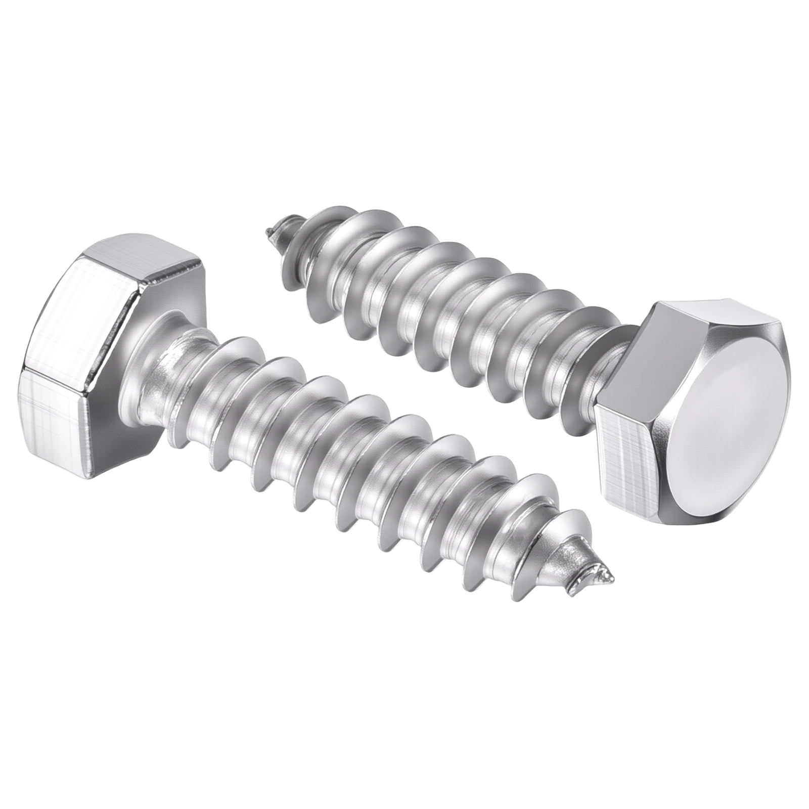 Uxcell 25 Pcs Hex Head Lag Screws - 5/16"x1-1/4" Stainless Steel 18-8 (304) Lag Bolts Hexagon Head Heavy Duty Wood Screws for Wood, Decks, Fences, Furniture, Silver