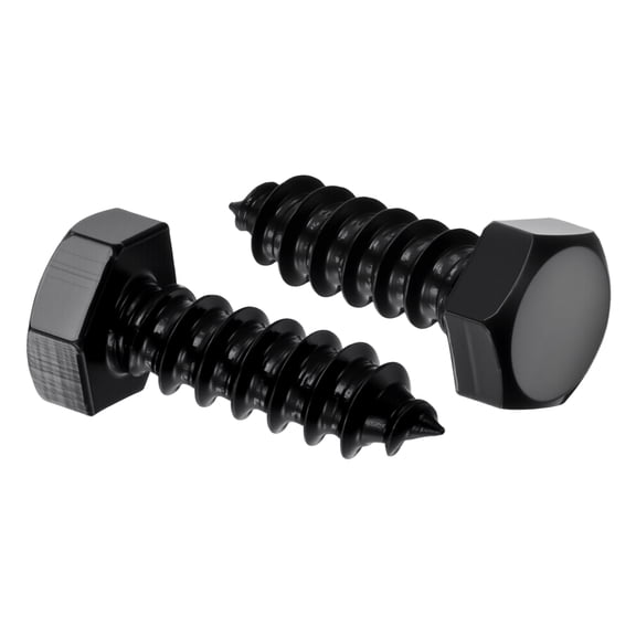 Uxcell 25 Pcs Hex Head Lag Screws - 5/16"x1" Stainless Steel 18-8 (304) Lag Bolts Hexagon Head Heavy Duty Wood Screws for Wood, Decks, Fences, Furniture, Black