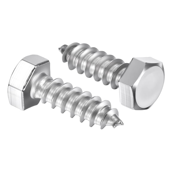 Uxcell 25 Pcs Hex Head Lag Screws - 5/16"x1" Stainless Steel 18-8 (304) Lag Bolts Hexagon Head Heavy Duty Wood Screws for Wood, Decks, Fences, Furniture, Silver