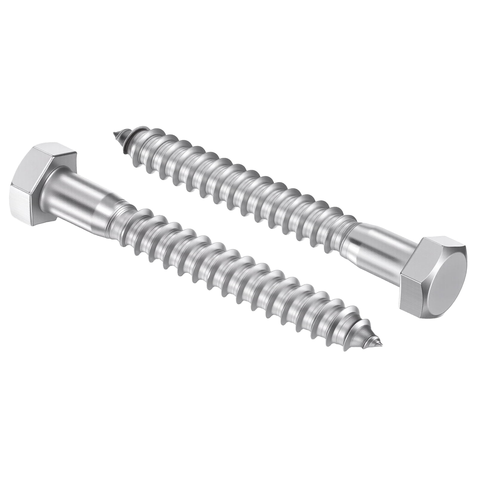 Uxcell 25 Pcs Hex Head Lag Screws - 5/16"x2-1/2" Stainless Steel 18-8 (304) Lag Bolts Hexagon Head Heavy Duty Wood Screws for Wood, Decks, Fences, Furniture, Silver