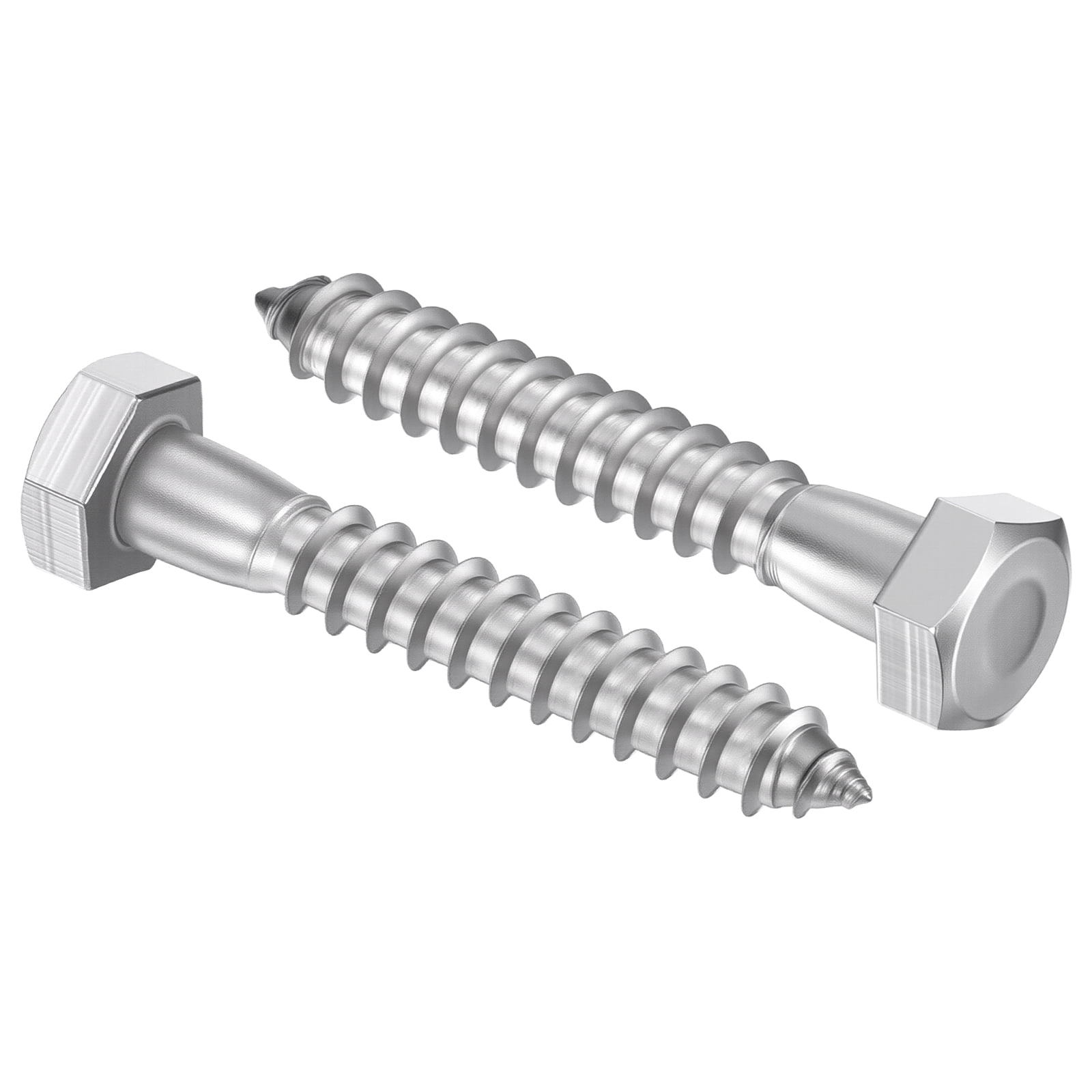 Uxcell 25 Pcs Hex Head Lag Screws - 5/16"x2" Stainless Steel 18-8 (304) Lag Bolts Hexagon Head Heavy Duty Wood Screws for Wood, Decks, Fences, Furniture, Silver