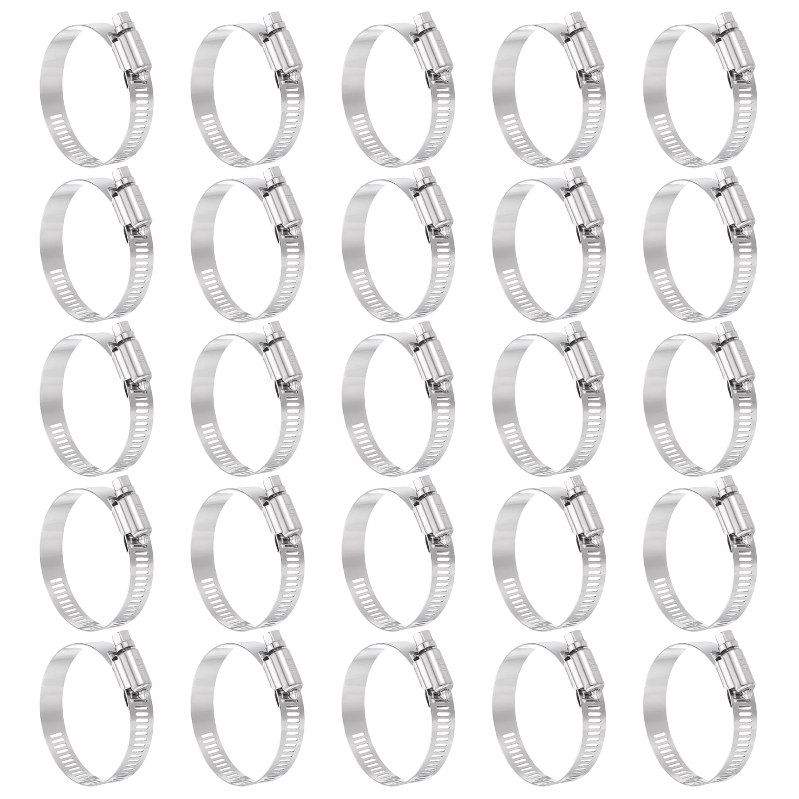 Uxcell 25 Pcs Hose Clamp 1-5/16"-2-1/4" Stainless Steel Adjustable Worm Gear Hose Clamp with Phillips Screw