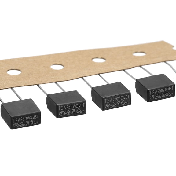 Uxcell 25 Pcs Miniature Square Slow Blow Micro Fuses T2A 250V for Protecting Household Appliances and Electronic Instruments, Black