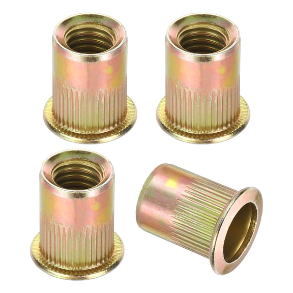 Uxcell 25 Pcs Multi Grip Rivet Nuts 5/16"-18x1-3/16", Pre-Bulbed Shank Flat Head Threaded Insert Nuts Carbon Steel Zinc Plated for - Automotive Machine Equipment Mounting Use, Color Zinc