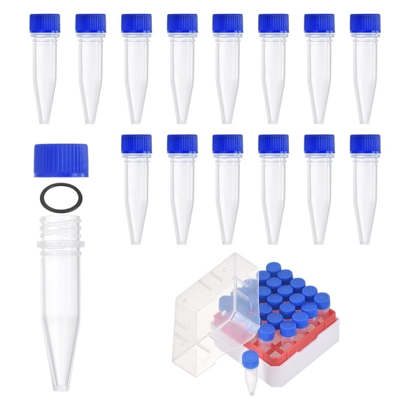 Uxcell 25 Pcs Plastic Vials, 1.5ml Cryogenic Vials Small Sample Test Tubes Centrifuge Tubes Frozen Container Storage Box with Screw Cap for Low Temperature Storage Laboratory, Blue