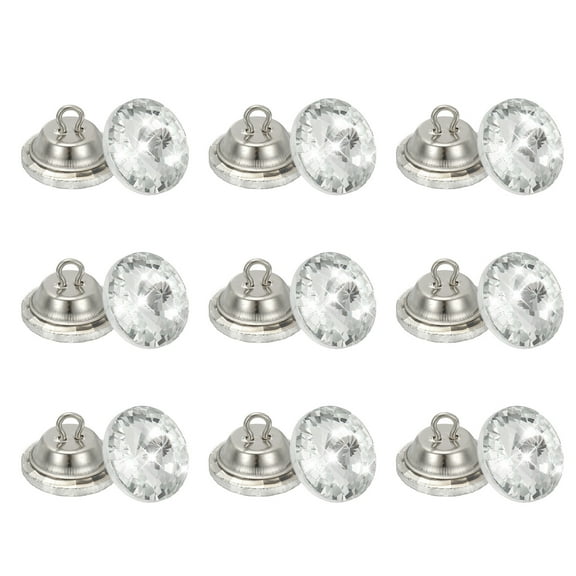 Uxcell 25 Pcs Rhinestone Crystal Buttons, 20mm Upholstery Tufting Buttons with Metal Loop for Sewing Sofa Bed Headboard DIY Crafts Decoration (Cubic)